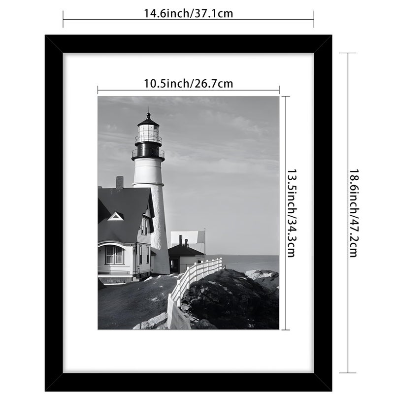 Picrit 15x19 Picture Frame 3 Pack, Black Poster Frame, Display Poster 11 x 14 with Mat or 15 x 19 without Mat for Horizontal or Vertical Wall Mounting - Image 2