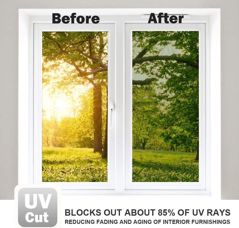 WALLTON One Way Mirror Window Film Daytime Privacy Sun Blocking Heat Control Anti UV Reflective Glass Film Static Cling Window Tint Sticker for Living Home Office. (Green Gloss, 12x48 Inch) - Image 5