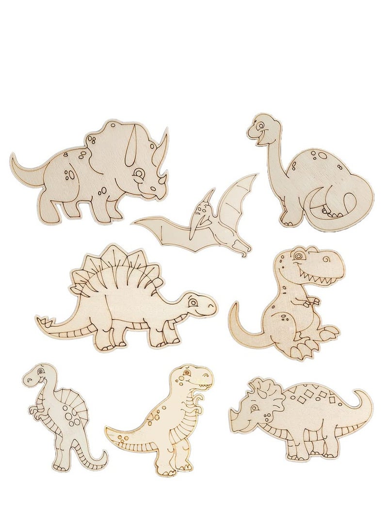 SYOSI قصاصات ديناصور خشبية غير مكتملة للأشغال الفنية للأطفال، قطع خشبية لديناصور للرسم، قطع خشبية للحيوانات للأعمال اليدوية، زينة منزلية 40 قطعة/8*5 - Image 1