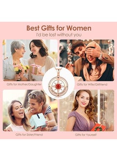 Zifeel Compass Necklace Gifts for Women wife - S925 Sterling Silver Birthstone Necklaces for Women - Anniversary Birthday Gifts for Her Wife Girlfriend - Valentines Day Mom Mother’s Day  Gifts  - Image 5