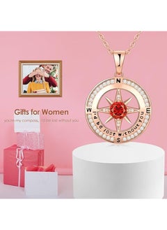 Zifeel Compass Necklace Gifts for Women wife - S925 Sterling Silver Birthstone Necklaces for Women - Anniversary Birthday Gifts for Her Wife Girlfriend - Valentines Day Mom Mother’s Day  Gifts  - Image 3