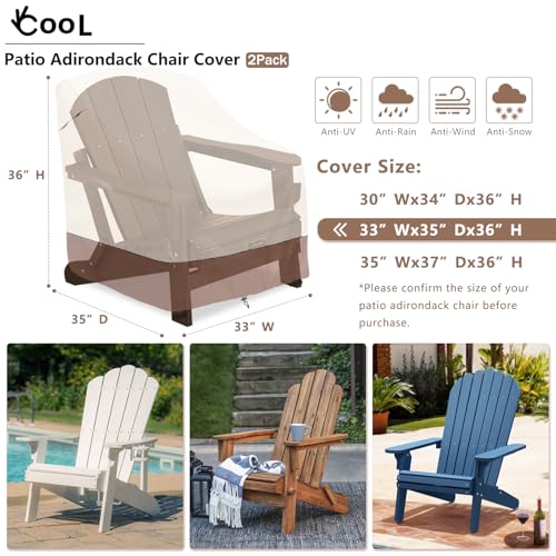 okcool Patio Adirondack Chair Cover 2 PackWaterproof Heavy Duty Outdoor Chair CoversPatio Adirondack Chair Cover for Outdoor Chair33W x 35D x 36H inchesBeige Brown - Image 3
