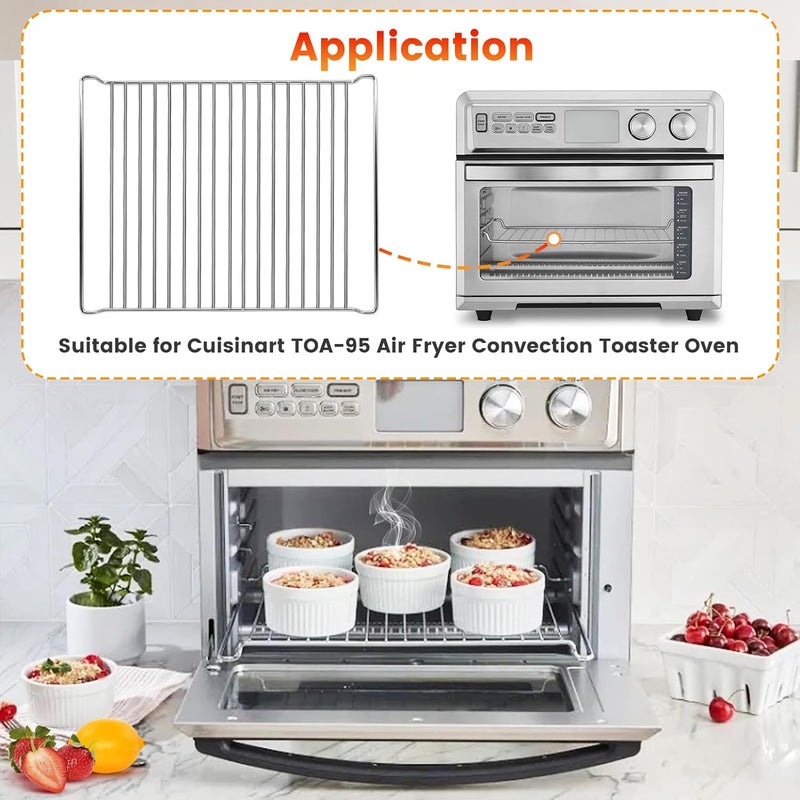 GWY رف سلكي لقلاية الهواء لطراز Cuisinart TOA-95، 14.5''*11.7''، سلة ستانلس ستيل، ملحقات قطع غيار بديلة، آمنة للغسالة - Image 3