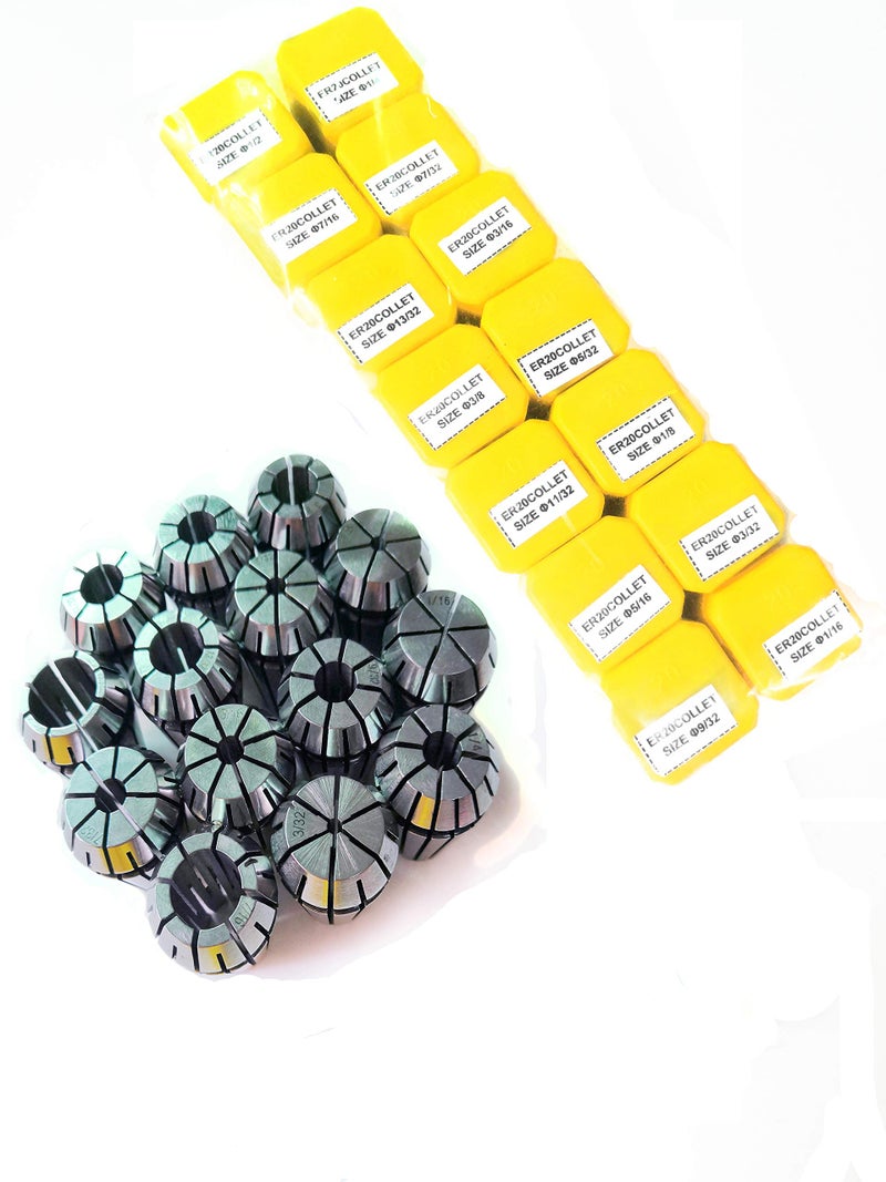 F.L.S ER20 Spring Collet Set for CNC Engraving Machine and Milling Lathe Tool Workholding Engraving Collets(ER20-14pcs) - Image 5