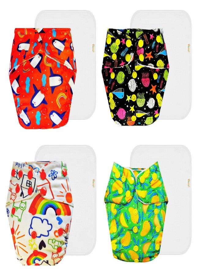 حفاضات دمبلدو القماشية الممتازة مع حشوة قطنية (عبوة من 4) | شعور بالجفاف والراحة | قابلة لإعادة الاستخدام والغسل | سهلة التنظيف | مثالية للأطفال الصغار | من 3 أشهر إلى 3 سنوات | للجنسين - Image 1