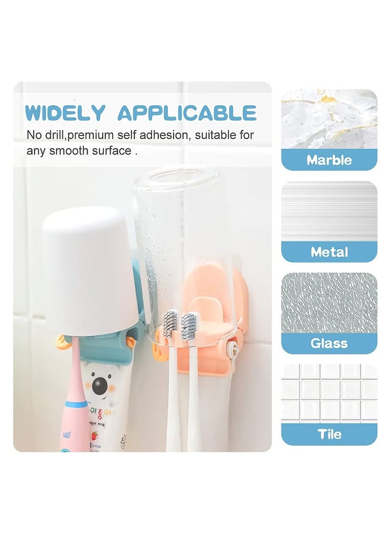 Excefore Bathroom Toothbrush Holder, 3-Piece Kids Wall Mount Toothbrush Holder, Small Toothpaste Squeezer, Space Saving Bathroom Accessory Set & Home Restroom Toothpaste Dispenser - Image 3