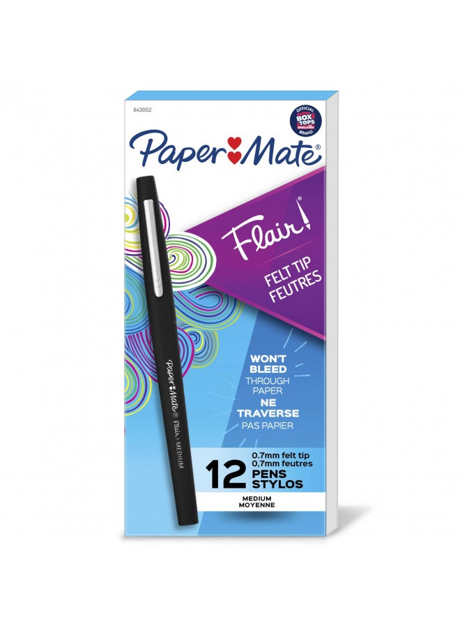 Paper Mate Paper Mate Flair Point-Guard Porous Point Pens, 12 Black Pens.  - Image 1
