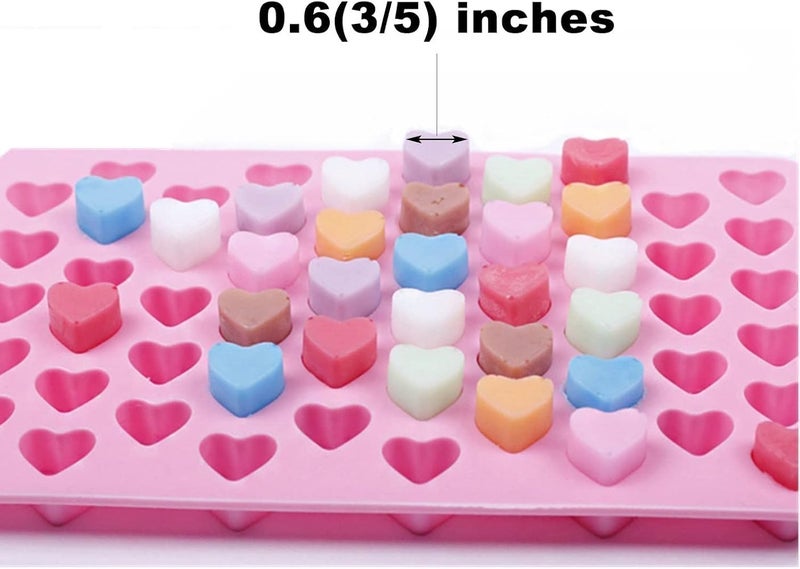 Showay 55 Hole Heart Shape Love Candy Silicone Decorating Mold Ice Cube Tray Silicone Chocolate Sugar Paste Tool Cookie Muffin Baking Pan, Pink - Image 5