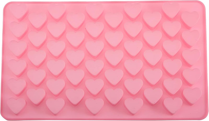 Showay 55 Hole Heart Shape Love Candy Silicone Decorating Mold Ice Cube Tray Silicone Chocolate Sugar Paste Tool Cookie Muffin Baking Pan, Pink - Image 2