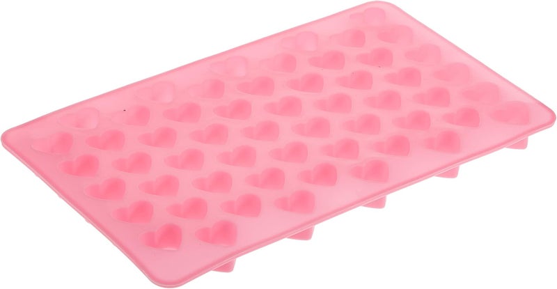 Showay 55 Hole Heart Shape Love Candy Silicone Decorating Mold Ice Cube Tray Silicone Chocolate Sugar Paste Tool Cookie Muffin Baking Pan, Pink - Image 1