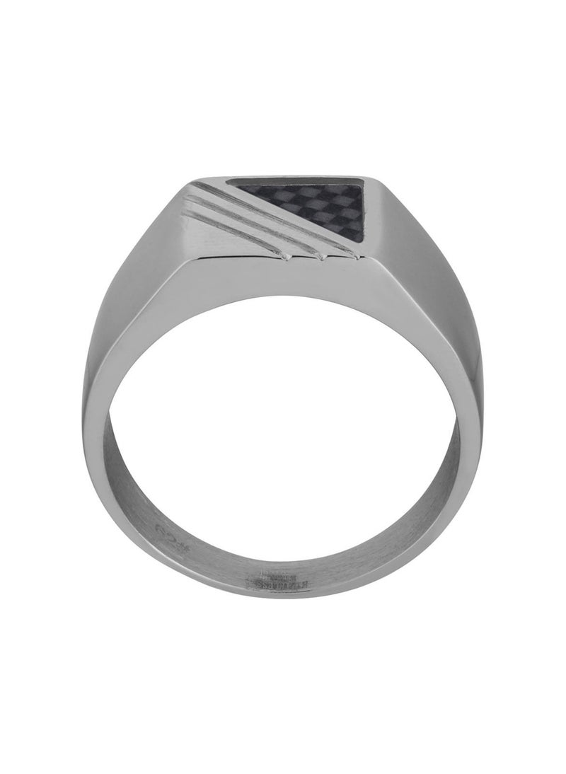 غاي لاروش خاتم غي لاروش من الستانلس ستيل بطلاء أيون أسود للرجال ، فضي واسود ، Sz 64, 4TX002AV-64 - Image 1