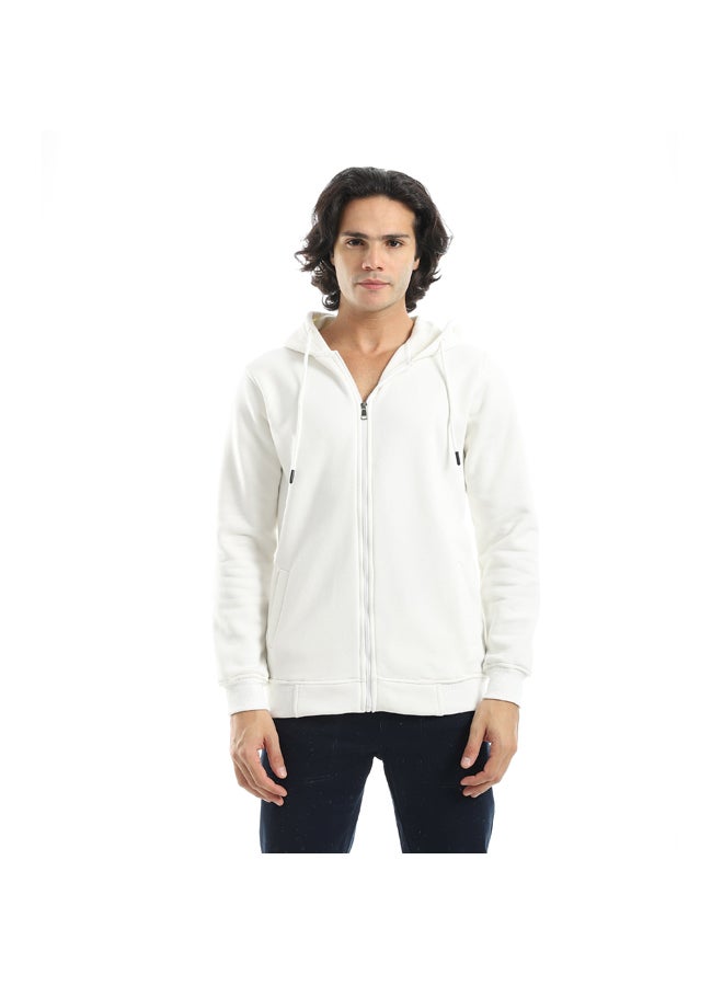 Andora Inner Fleeced For Everyday Use Hooded Zipper Closure Jacket _ White - Image 1