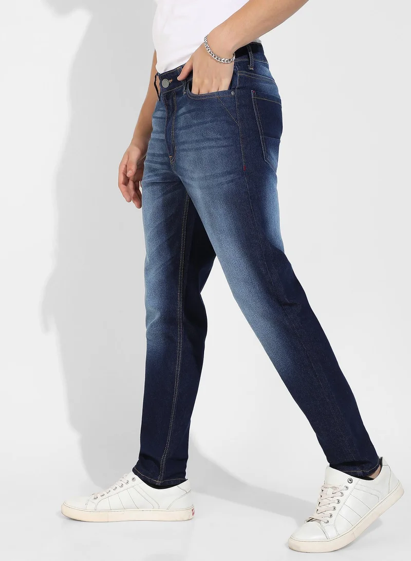 CAHOOT  Men's Dark Blue Rolled Hem Denim Jeans for Men | Best Price UAE