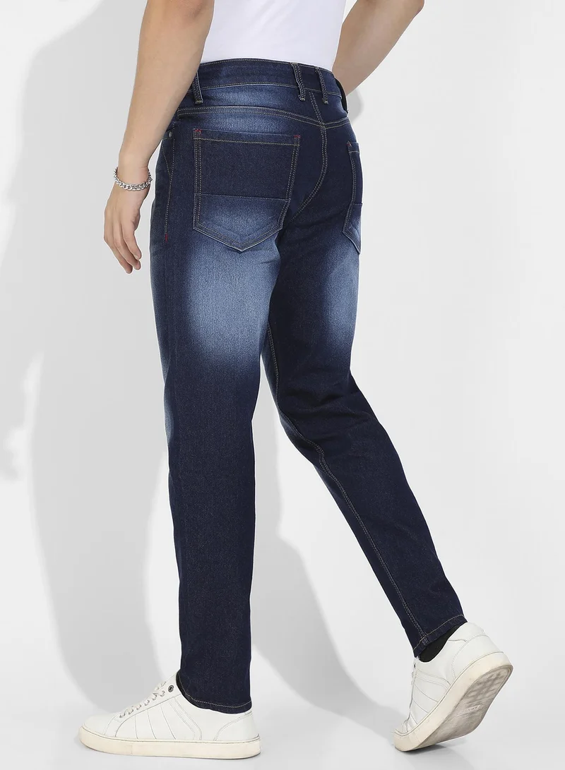 CAHOOT  Men's Dark Blue Rolled Hem Denim Jeans for Men | Best Price UAE