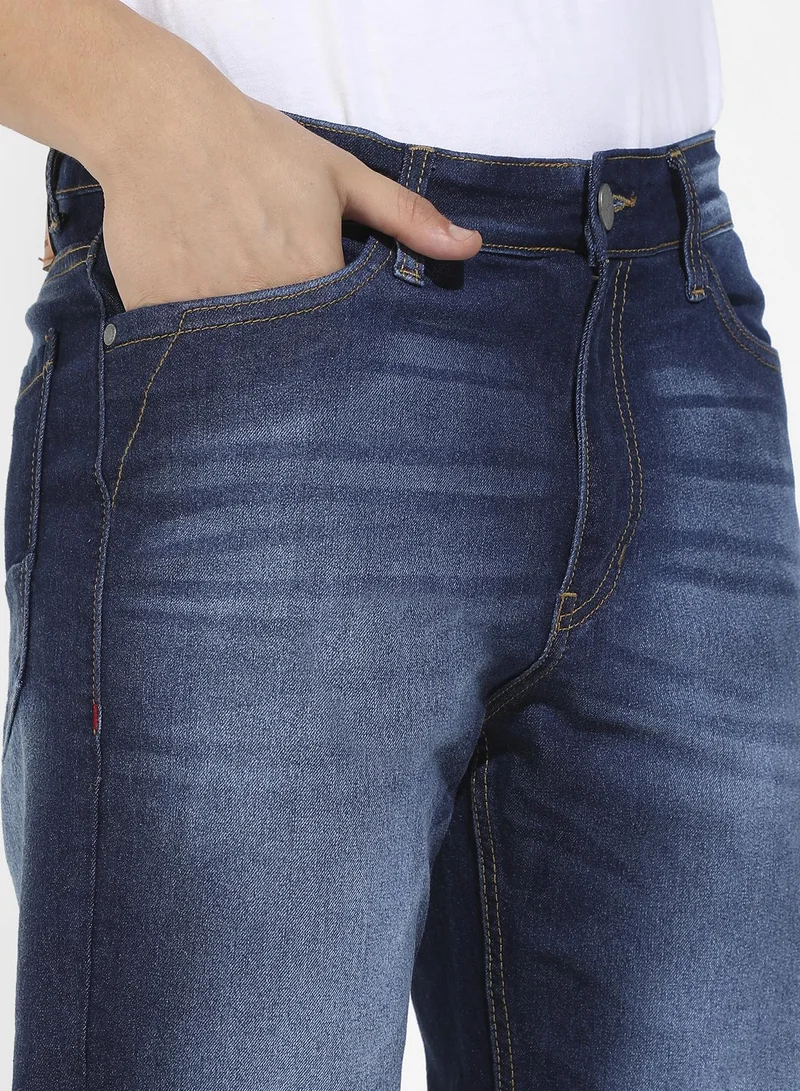 CAHOOT  Men's Dark Blue Rolled Hem Denim Jeans for Men | Best Price UAE