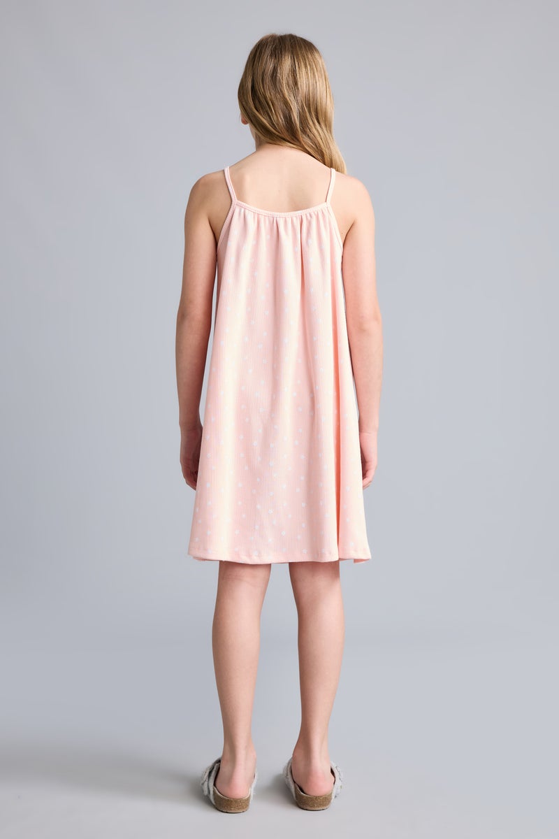 DeFacto Pink Girl Girl Patterned Strappy Ribbed Light Pink Dress Casual - Image 5