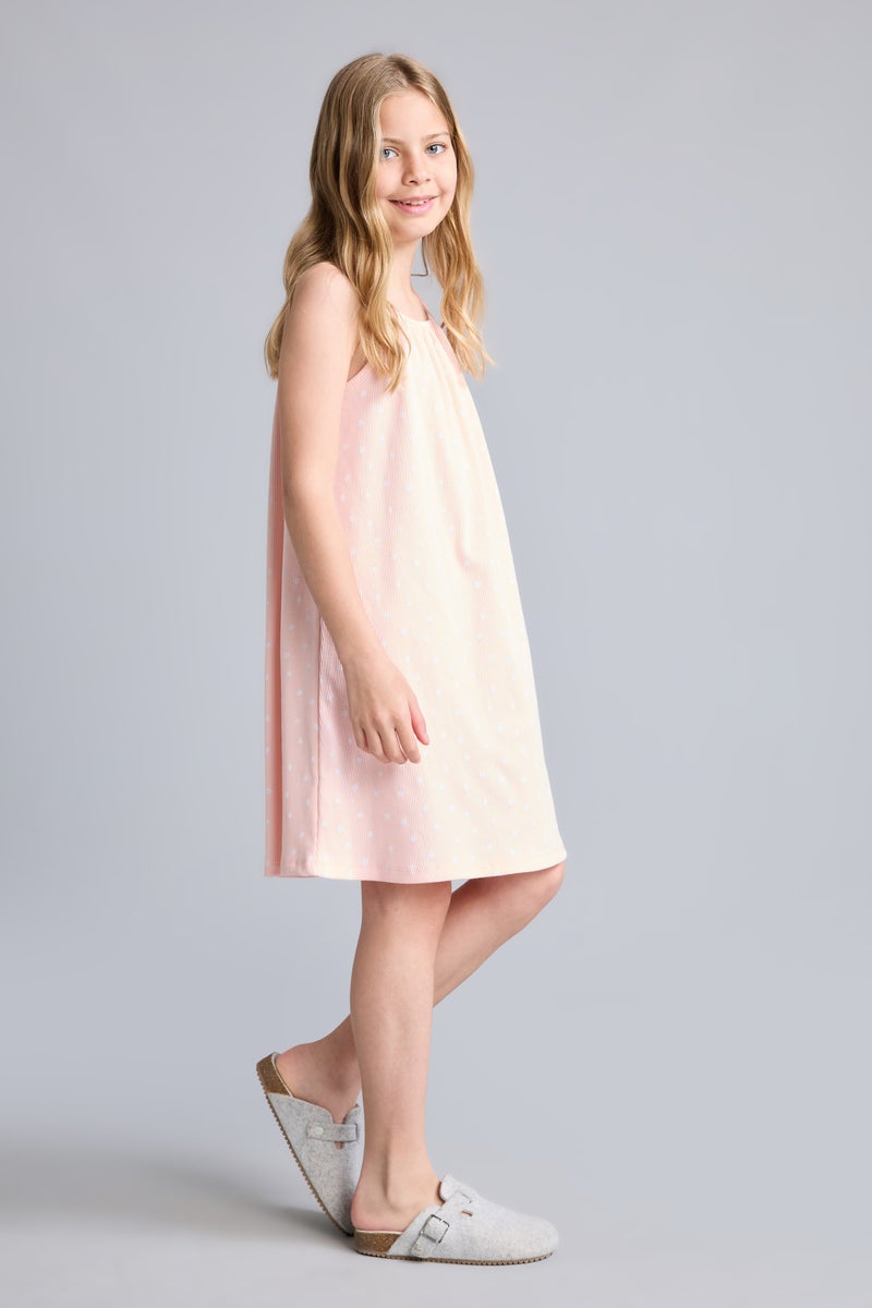 DeFacto Pink Girl Girl Patterned Strappy Ribbed Light Pink Dress Casual - Image 2