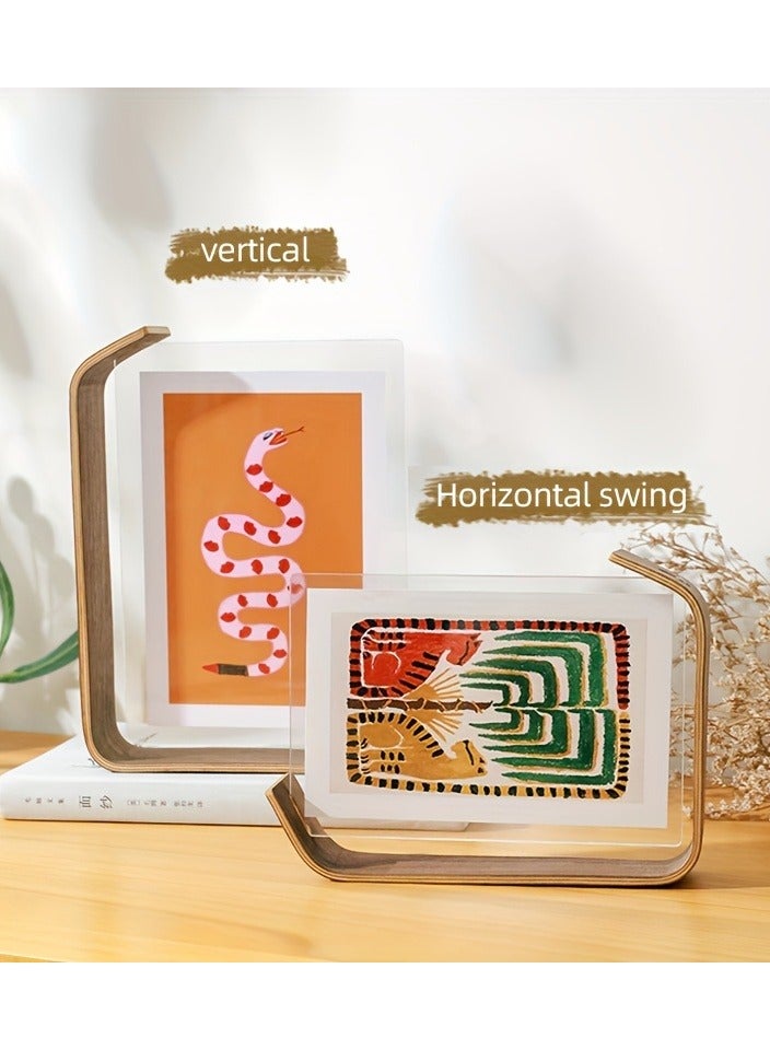 SYOSI إطار صور خشبي أكريليك، 2 قطعة إطارات خشبية ريفية مع زجاج عالي الدقة، إطار مزدوج الجوانب لعرض على الطاولة، إطار تقويم افعلها بنفسك، إطارات صور لتزيين حفلات الزفاف، إطار عرض هيرباريوم - Image 5