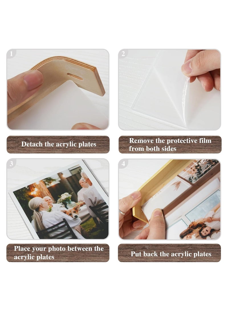 SYOSI إطار صور خشبي أكريليك، 2 قطعة إطارات خشبية ريفية مع زجاج عالي الدقة، إطار مزدوج الجوانب لعرض على الطاولة، إطار تقويم افعلها بنفسك، إطارات صور لتزيين حفلات الزفاف، إطار عرض هيرباريوم - Image 3