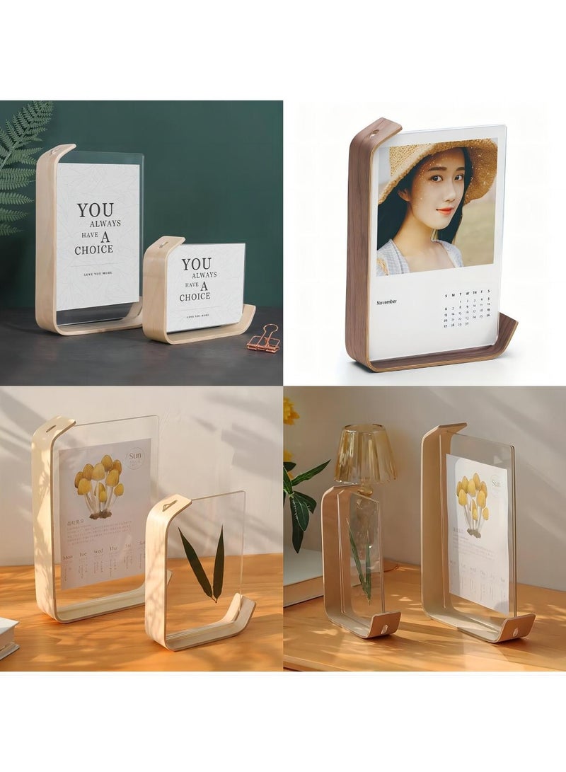 SYOSI إطار صور خشبي أكريليك، 2 قطعة إطارات خشبية ريفية مع زجاج عالي الدقة، إطار مزدوج الجوانب لعرض على الطاولة، إطار تقويم افعلها بنفسك، إطارات صور لتزيين حفلات الزفاف، إطار عرض هيرباريوم - Image 4