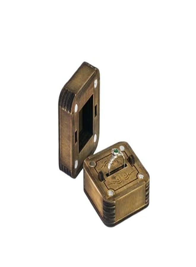 MeeCraft Wooden Magnetic Ring Box - Ring Bearer Proposal Case, 5x5x4 cm, Brown - Image 1