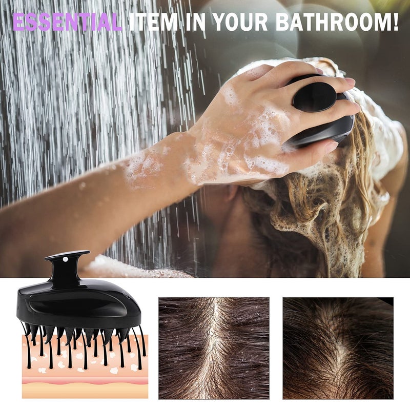 Sosoon Scalp Massager Shampoo Brush, Hair Scalp Scrubber Shower Hair Brush Head Massager for Stress Relax Hair Growth, Dandruff Brush Scalp Exfoliator for Women Men Kids Pets, Black - Image 3