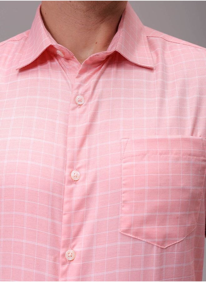 The Indian Garage Co Men Slim Fit Checkered Full Sleeves Cutaway Collar Formal Shirt  - Image 5