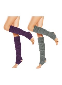 Bukela Leg Warmers For Women, 2 Pairs Winter Ribbed Knit Leg Warmers 80s Toeless Ballet Leg Warmers For Girls Dance Yoga, Dance Leg Sleeves Sports Protective Leg Warmers Foot Warm Yoga Socks  - Image 1