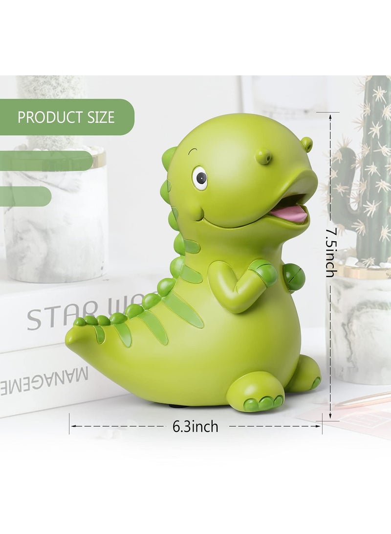 KASTWAVE Dinosaur Piggy Bank for Kids Boys Girls, Large Size Resin Coin Bank, Money Saving Bank for Boys Girls, Great Gifts for Birthday, Baby Shower, Cute Room Decor, Green - Image 2