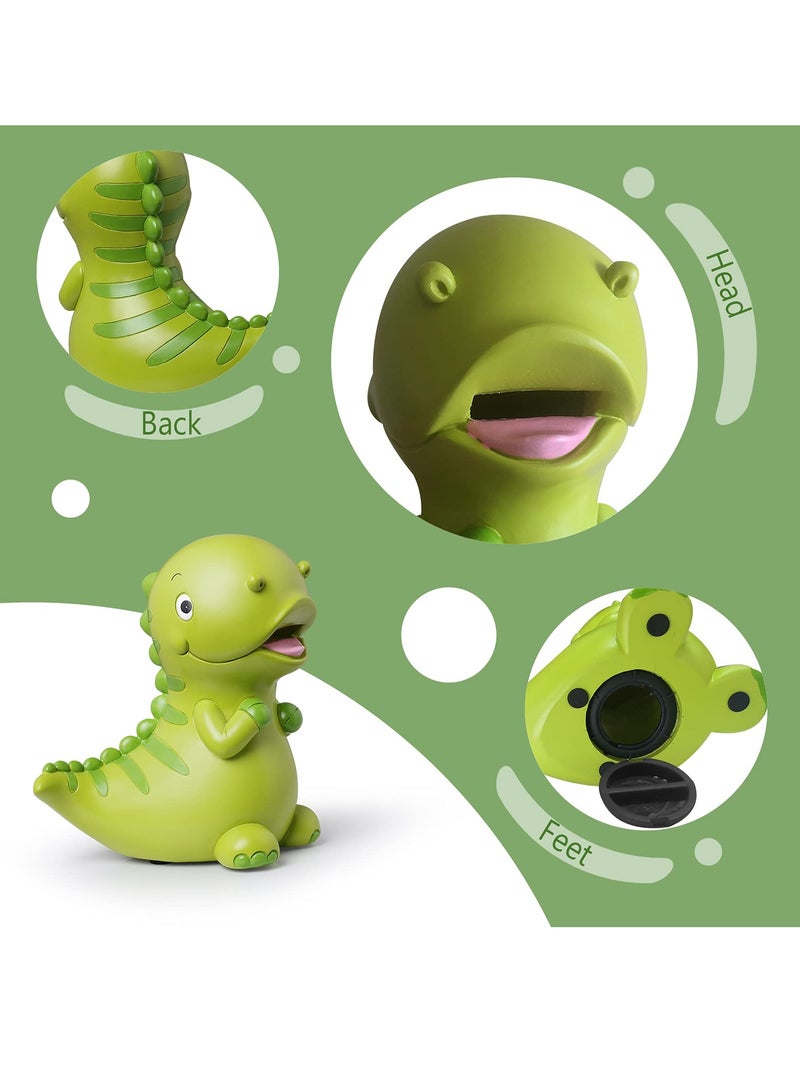 KASTWAVE Dinosaur Piggy Bank for Kids Boys Girls, Large Size Resin Coin Bank, Money Saving Bank for Boys Girls, Great Gifts for Birthday, Baby Shower, Cute Room Decor, Green - Image 3