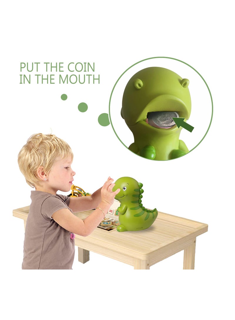 KASTWAVE Dinosaur Piggy Bank for Kids Boys Girls, Large Size Resin Coin Bank, Money Saving Bank for Boys Girls, Great Gifts for Birthday, Baby Shower, Cute Room Decor, Green - Image 5