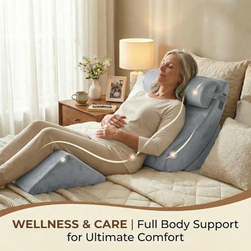 Axelrod Orthopedic Bed Wedge Pillow Set, Post Surgery Foam for Back, Neck and Leg Pain Relief Comfortable & Adjustable Ortho Pillows- Anti Snoring, Heartburn, Acid Reflux & GERD Sleeping Navy - Image 5