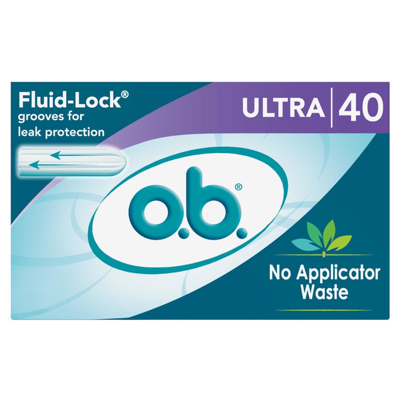 o.b. Tampons No Applicator, Fragrance-Free - 40ct | Applicator-Free Tampons Ultra, Feminine Care, ob Tampon Ultra, Period Products - Image 1