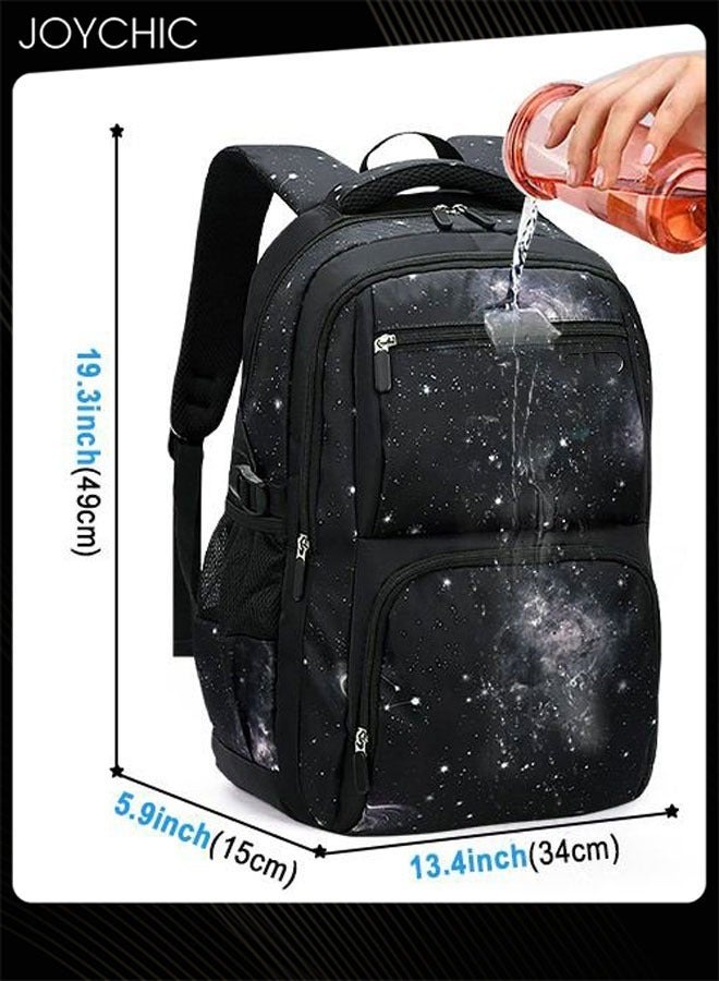 جوي شيك Casual Primary Junior School Backpacks Durable Lightweight School Bag Breathable Daypack Set Space Starry Sky Knapsack with Lunch Bag - Image 4