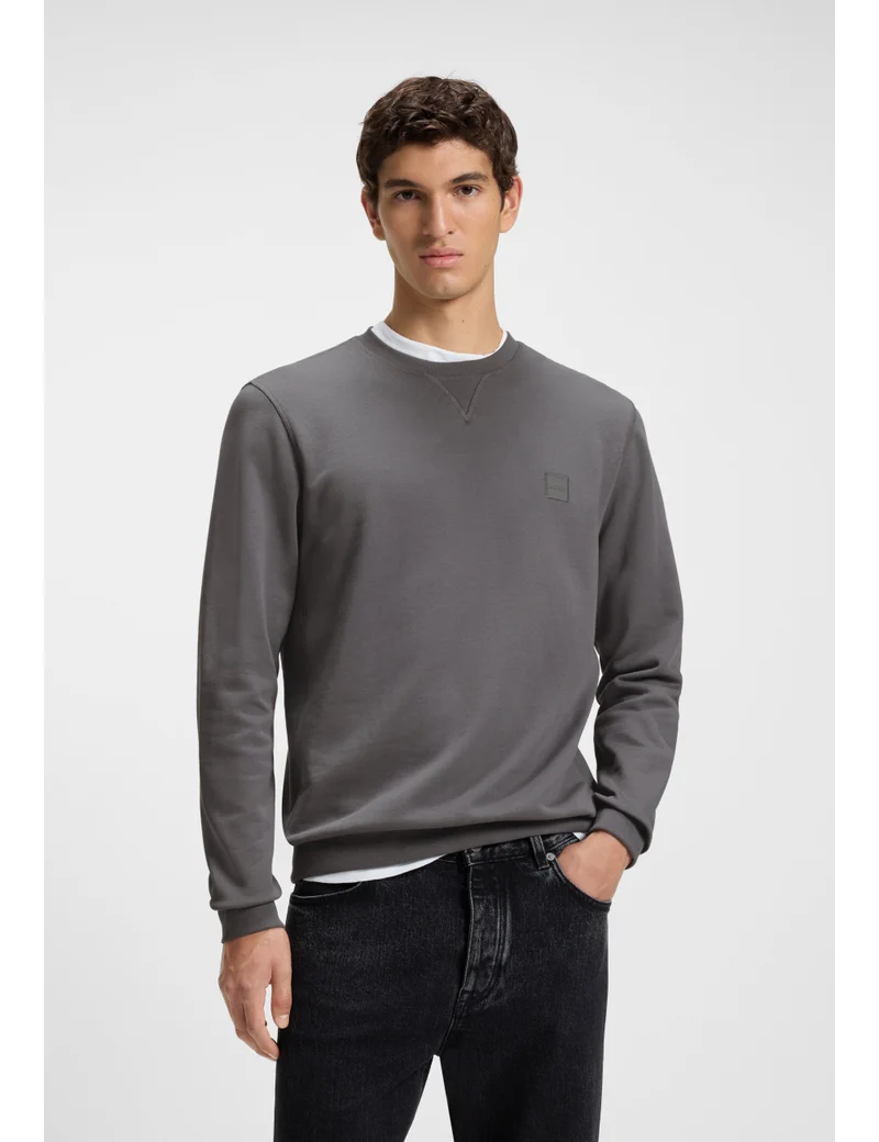 BOSS Cotton-terry sweatshirt with logo patch