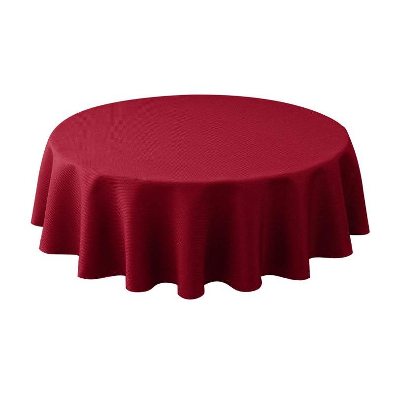 Biscaynebay Textured Fabric Round Tablecloths 60 Red Water Resistant Tableclothes Small Circle Folding Table Covers Linen for Dining Kitchen Wedding Parties etc Machine Washable