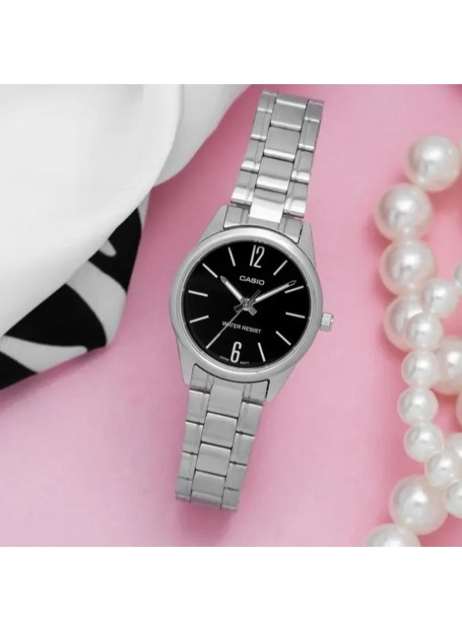 CASIO Women's Black Dial Stainless Steel Band Watch - LTP-V005D-1BUDF - Image 2