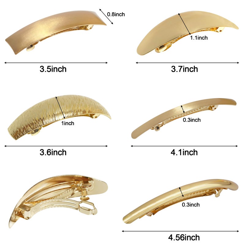 DeD Pack of 5 Women Hair Clips Metal Hair Pins Simple Retro Large Hair Barrettes French Clip Barrettes For Women Lady(Gold) - Image 2