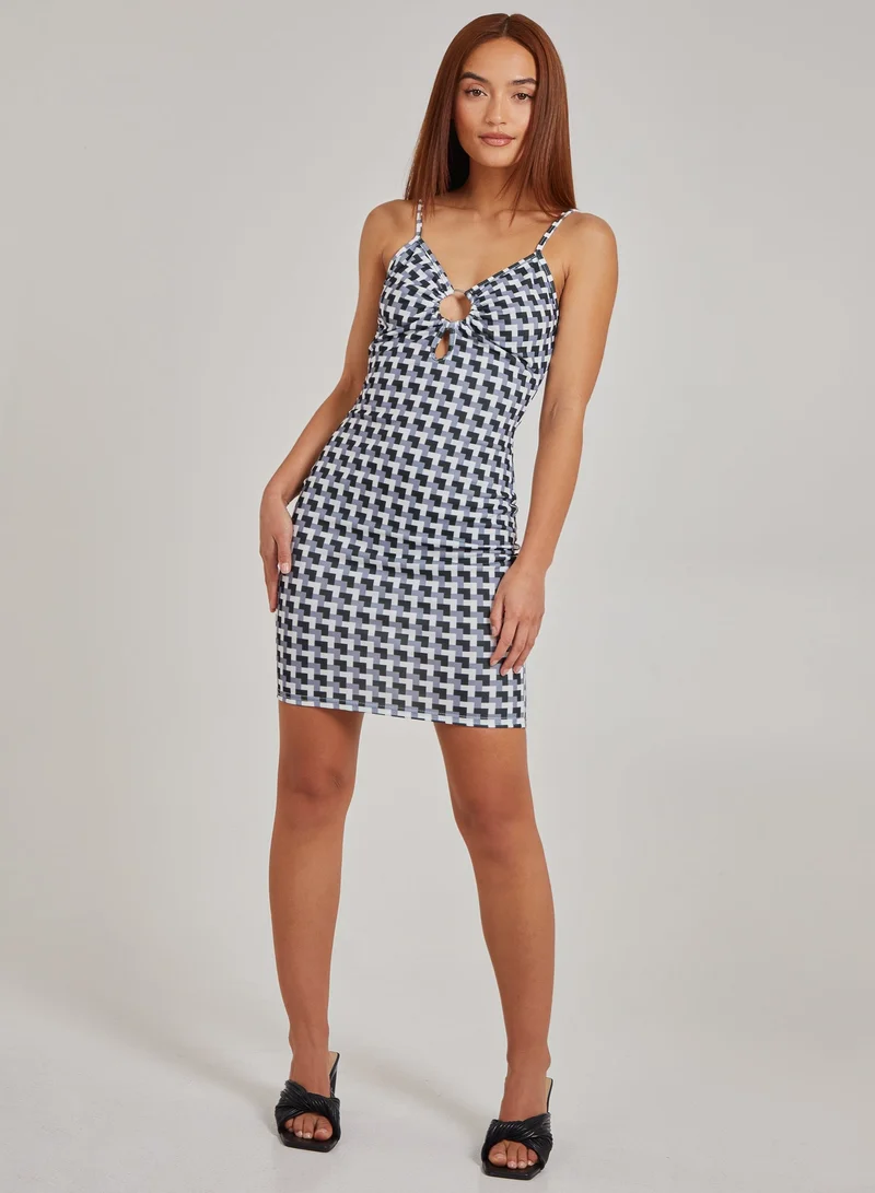 Pink Vanilla Geometric Print Strappy Mini Dress