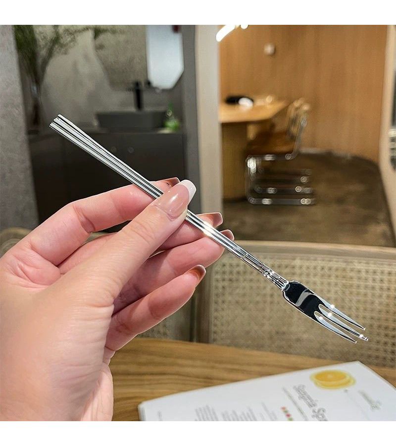 4pcs 304 Stainless Steel Fruit Fork Elegant Salad Dessert Fork Multifunctional Steak Coffee Fork - Image 1