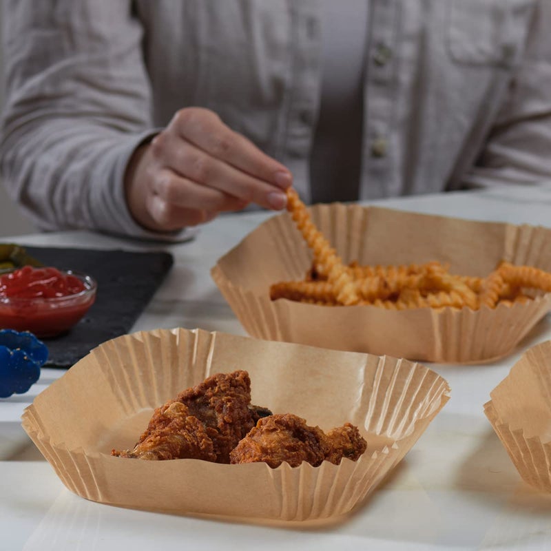 GUSTO [8 Inch - 125 Count] Square Air Fryer Liners Disposable - Non-Stick, Oil & Water Resistant Parchment Paper - Fits 5-8 QT Square Air Fryers, Ovens & More (Formerly Comfy Package) - Image 4