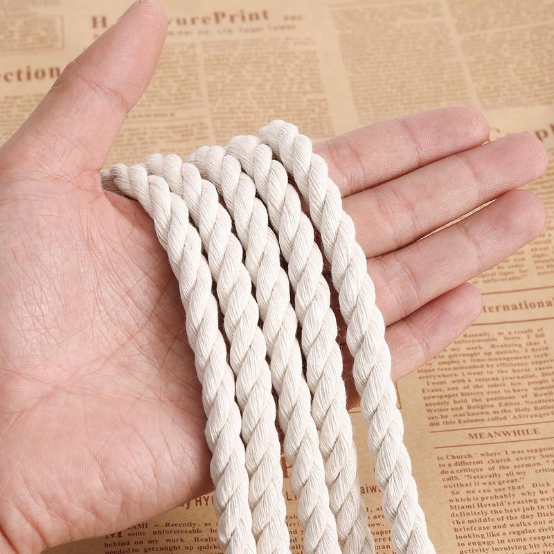 Ai-Fun Macrame Cord 8mm X 33yards, Natural Cotton Macrame Rope - 4 Strands Twisted Macrame Cotton Cord for Wall Hanging, Plant Hangers, Crafts, Gift Wrapping and Wedding Decorations (8mmX33yd) - Image 4