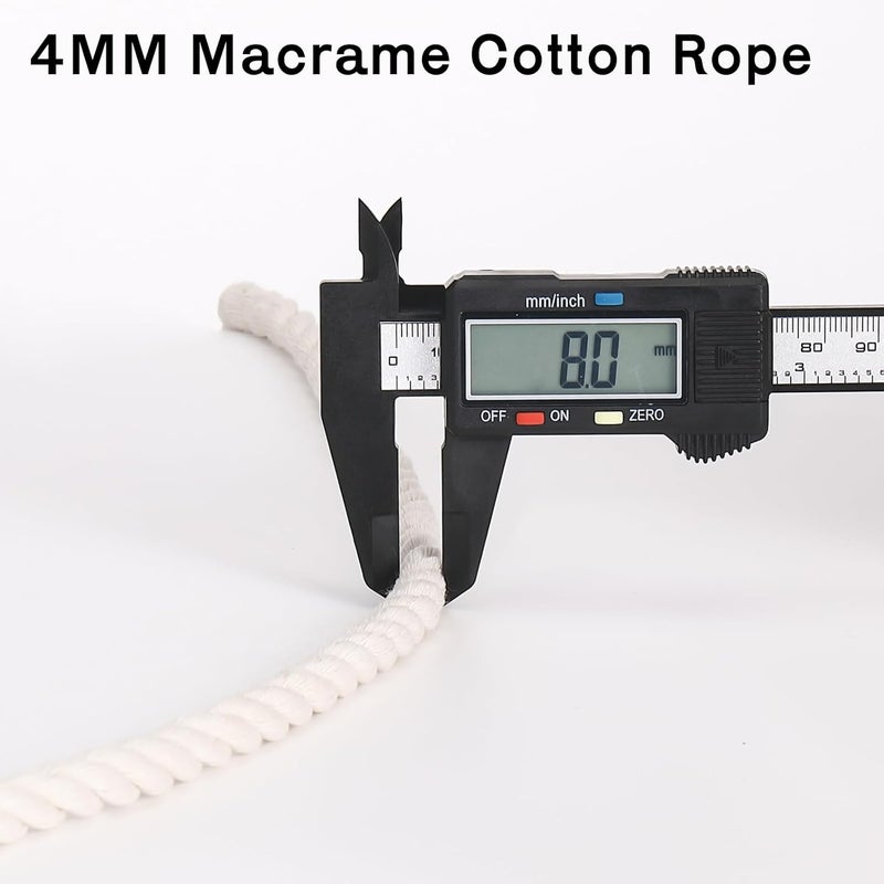 Ai-Fun Macrame Cord 8mm X 33yards, Natural Cotton Macrame Rope - 4 Strands Twisted Macrame Cotton Cord for Wall Hanging, Plant Hangers, Crafts, Gift Wrapping and Wedding Decorations (8mmX33yd) - Image 5