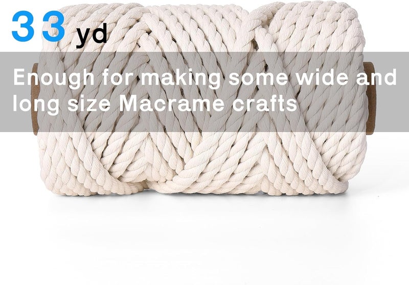 Ai-Fun Macrame Cord 8mm X 33yards, Natural Cotton Macrame Rope - 4 Strands Twisted Macrame Cotton Cord for Wall Hanging, Plant Hangers, Crafts, Gift Wrapping and Wedding Decorations (8mmX33yd) - Image 3