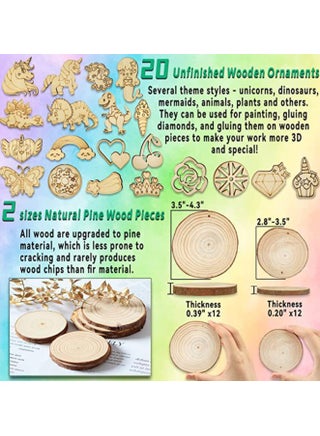 Kids Wooden Painting Kit,Glow in the Dark, Arts and Crafts Gifts for Boys Girls Ages 3+ Birthday Craft Activities Kits, Creative Art Toys for 3+ Year Old Kids, Birthday Party Favors Prizes - view 2