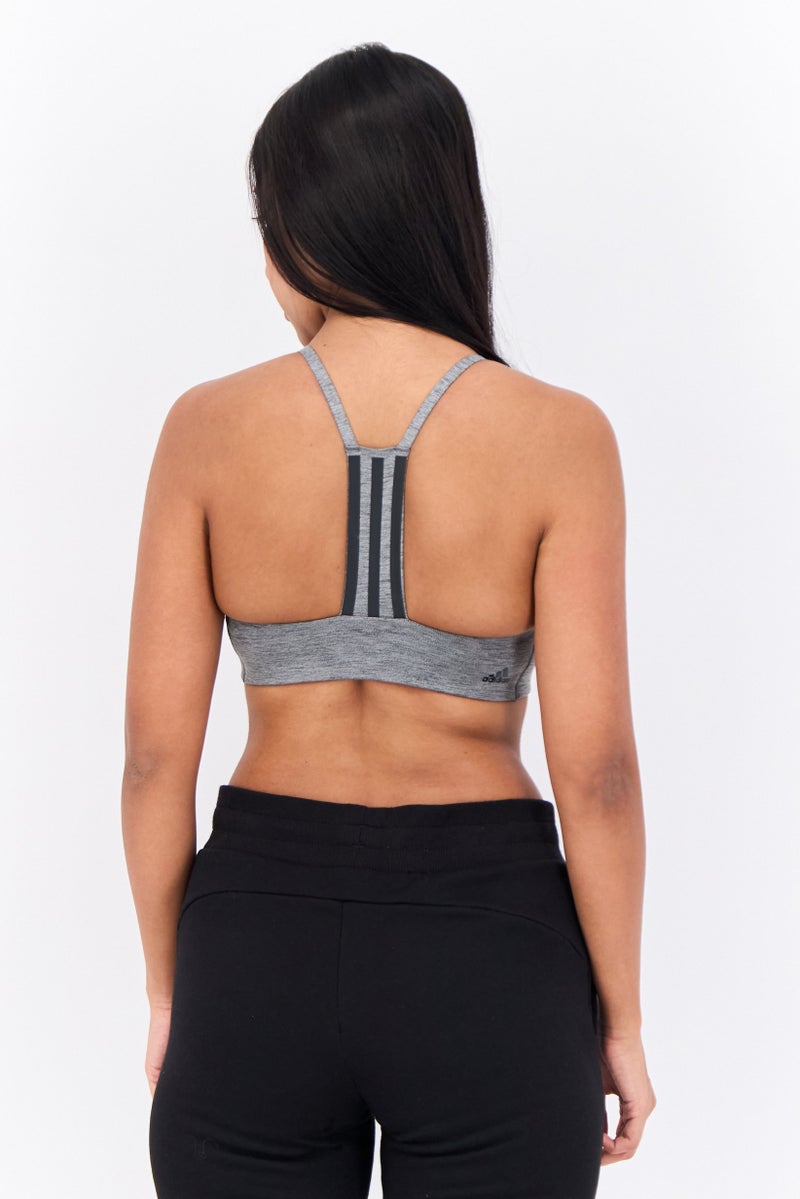 Adidas Women Brand Logo Padded Sports Bra, Heather Grey - Image 2