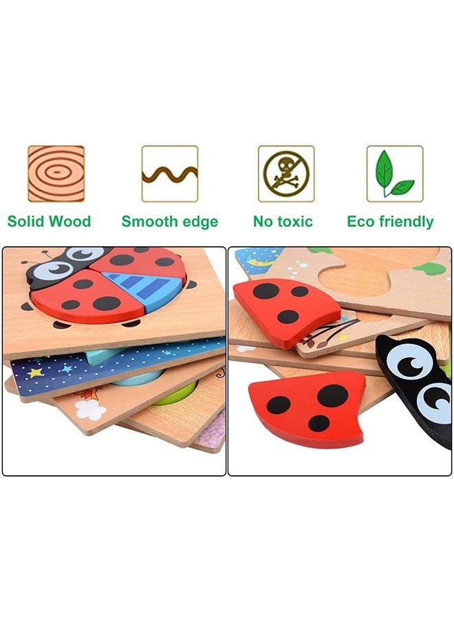 4-Piece Wooden Toddler Puzzles ,Cartoon Animal Colorful Jigsaw Puzzles for Toddler Wooden Puzzle Early Educational Toy for Boys Girls - Image 3