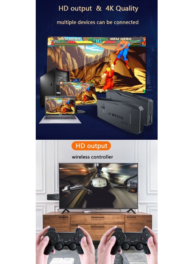 نيوترل جهاز ألعاب تلفزيون كلاسيكي 4K HD سعة 128 جيجابايت مع جهازي تحكم لاسلكي 2.4G ومخرج HDMI عالي الدقة، مزود بـ 10,000 شريط ألعاب محمل مسبقًا (أسود) - Image 3