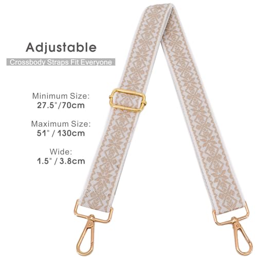 ROYGBCP Purse Strap Gold Buckles Wide Shoulder Strap Adjustable Replacement Belt Crossbody Canvas Bag Handbag - Image 3