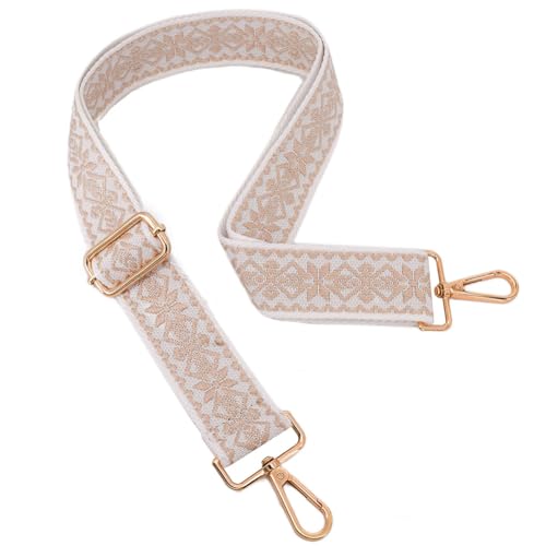 ROYGBCP Purse Strap Gold Buckles Wide Shoulder Strap Adjustable Replacement Belt Crossbody Canvas Bag Handbag - Image 1